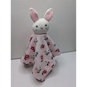 ☀️ 3/$20 Hudson Baby HB Bunny Rabbit Pink Lovey Security Blanket Red Flowers